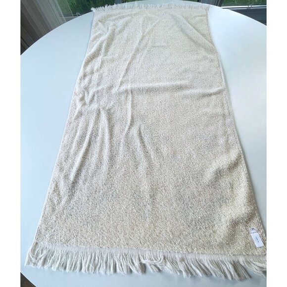 Vintage 70s bath towel, cream, with orange, brown and green flowers, fringed - Picture 4 of 8